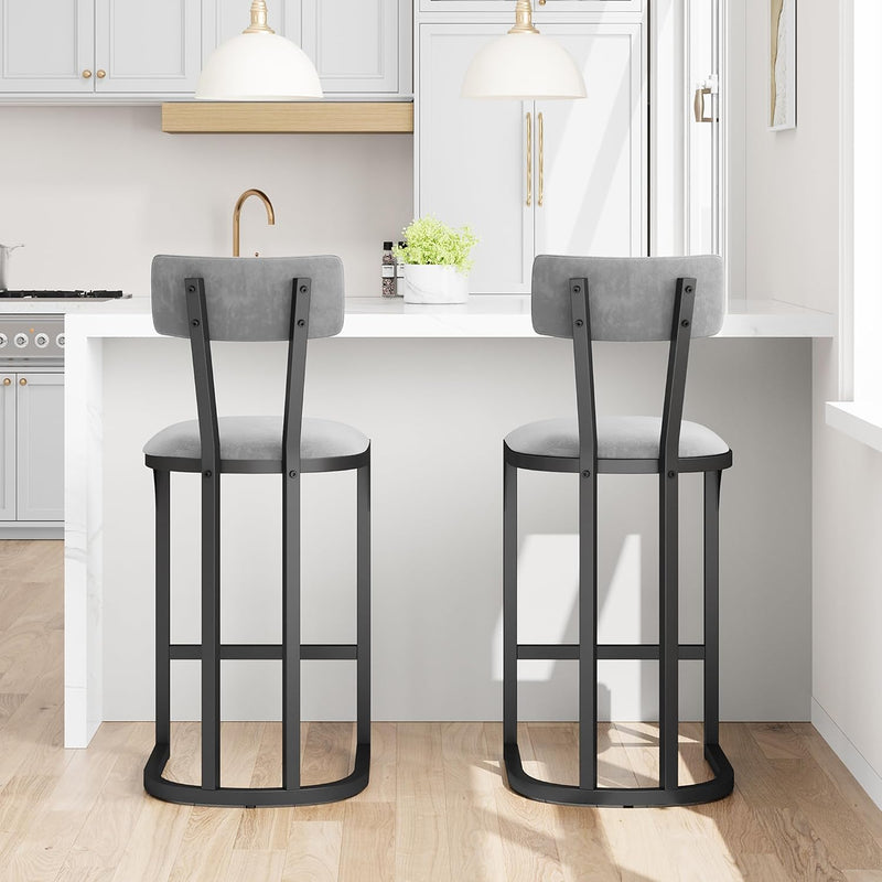 Bar Stools Modern Tall Barstools with Back (Set of 2)