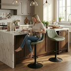 Bar Stools Modern Upholstered Faux Leather Barstools (Set of 2)