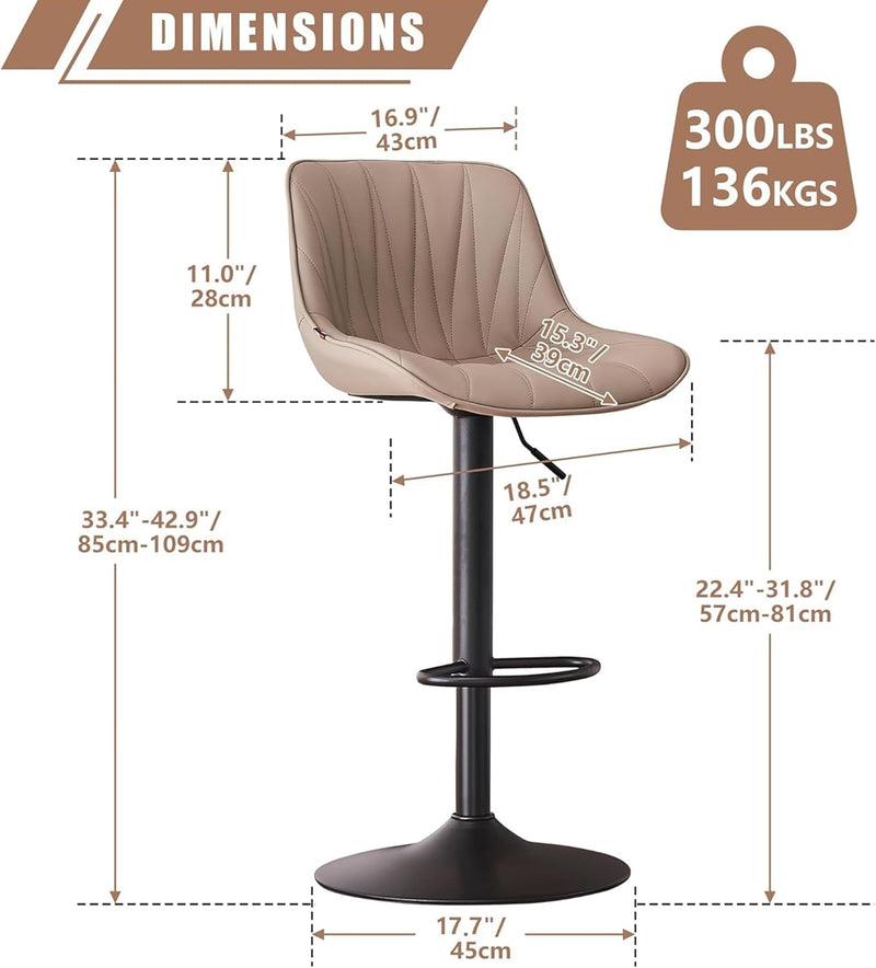Bar Stools Modern Upholstered Faux Leather Barstools (Set of 2)