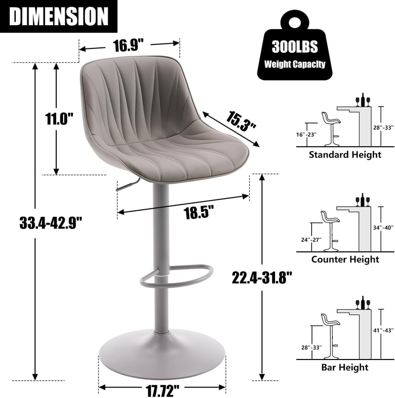 Bar Stools Modern Upholstered Faux Leather Barstools (Set of 2)