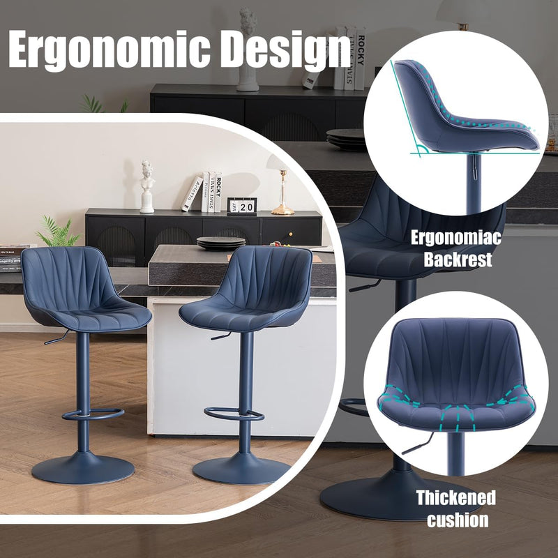 Bar Stools Modern Upholstered Faux Leather Barstools (Set of 2)