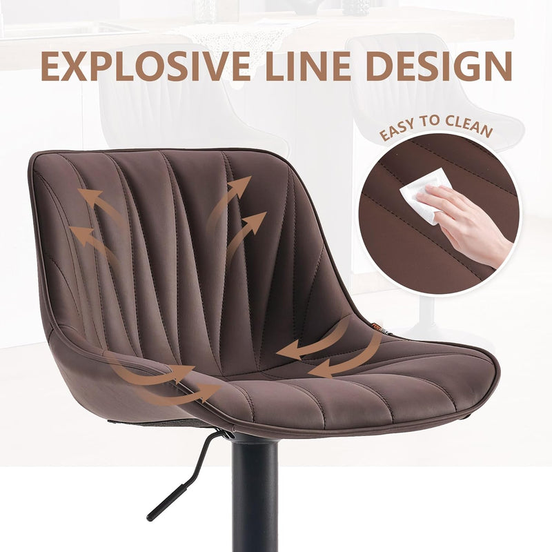 Bar Stools Modern Upholstered Faux Leather Barstools (Set of 2)