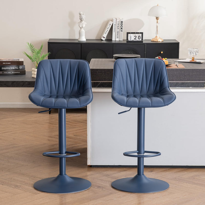 Bar Stools Modern Upholstered Faux Leather Barstools (Set of 2)