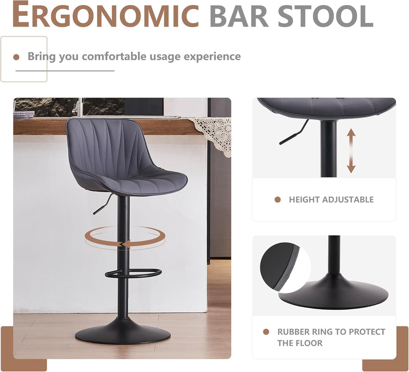 Bar Stools Modern Upholstered Faux Leather Barstools (Set of 2)