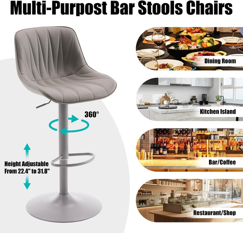 Bar Stools Modern Upholstered Faux Leather Barstools (Set of 2)