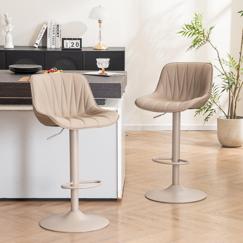 Bar Stools Modern Upholstered Faux Leather Barstools (Set of 2)