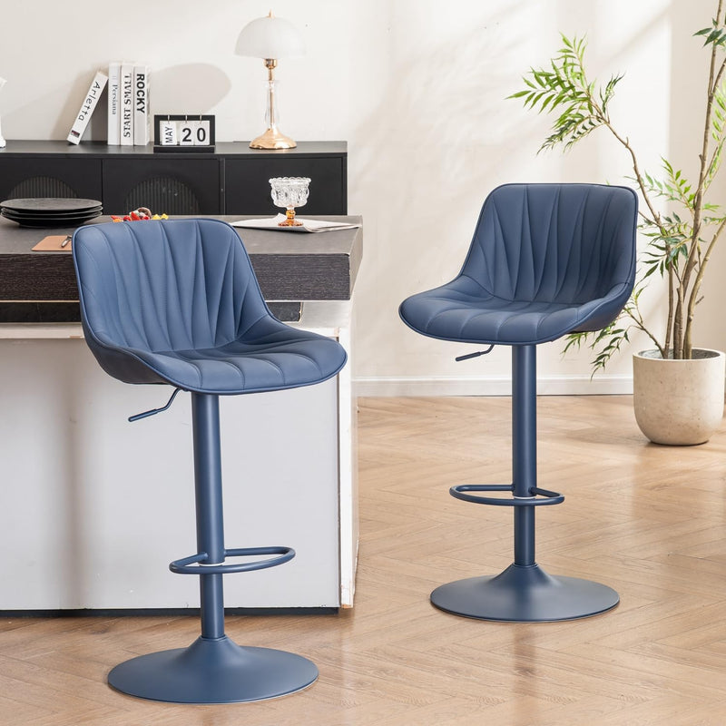 Bar Stools Modern Upholstered Faux Leather Barstools (Set of 2)