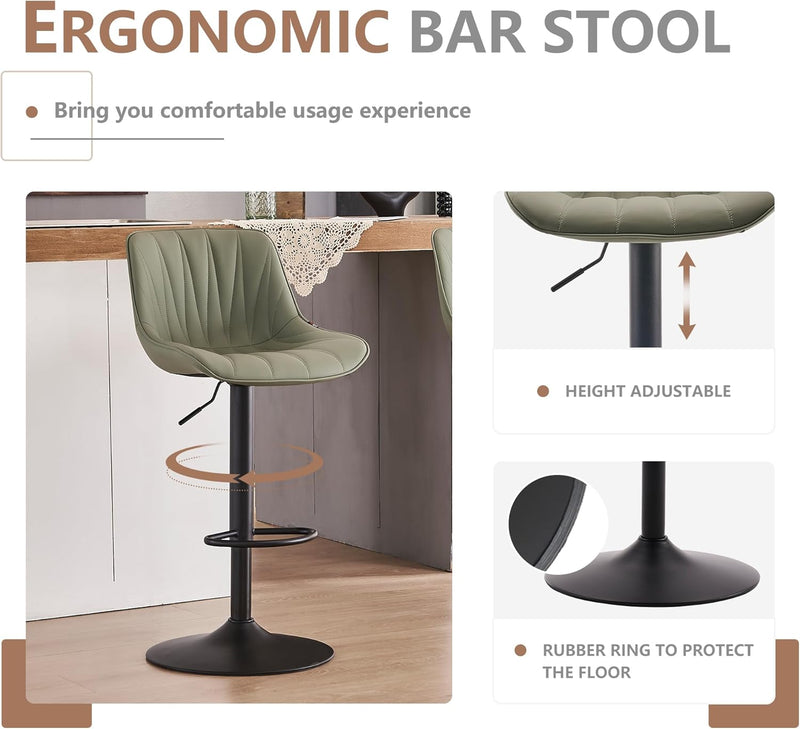 Bar Stools Modern Upholstered Faux Leather Barstools (Set of 2)