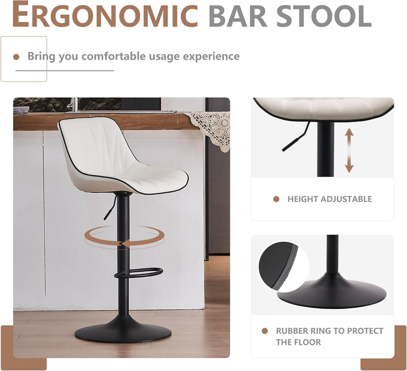 Bar Stools Modern Upholstered Faux Leather Barstools (Set of 2)