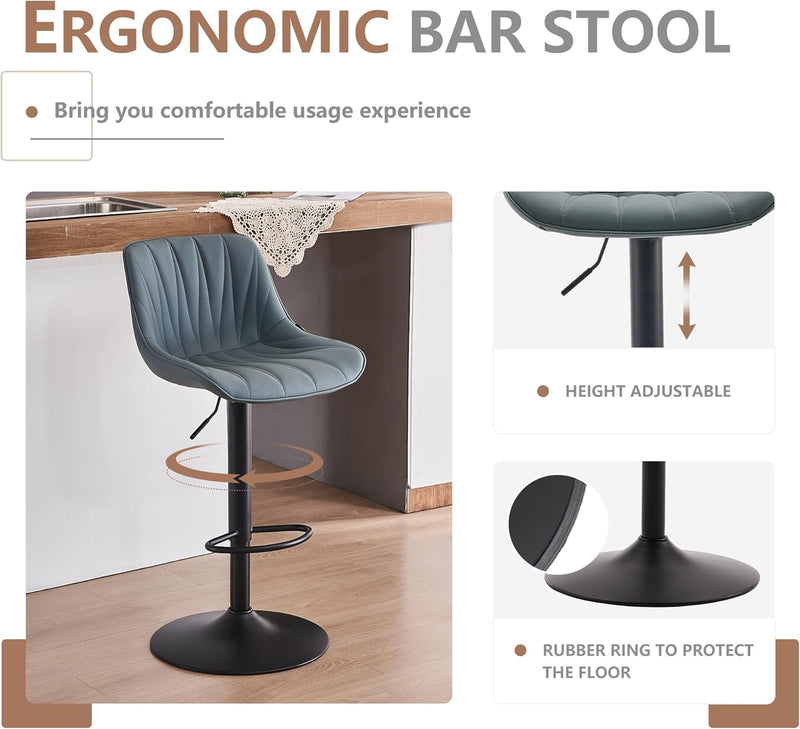 Bar Stools Modern Upholstered Faux Leather Barstools (Set of 2)