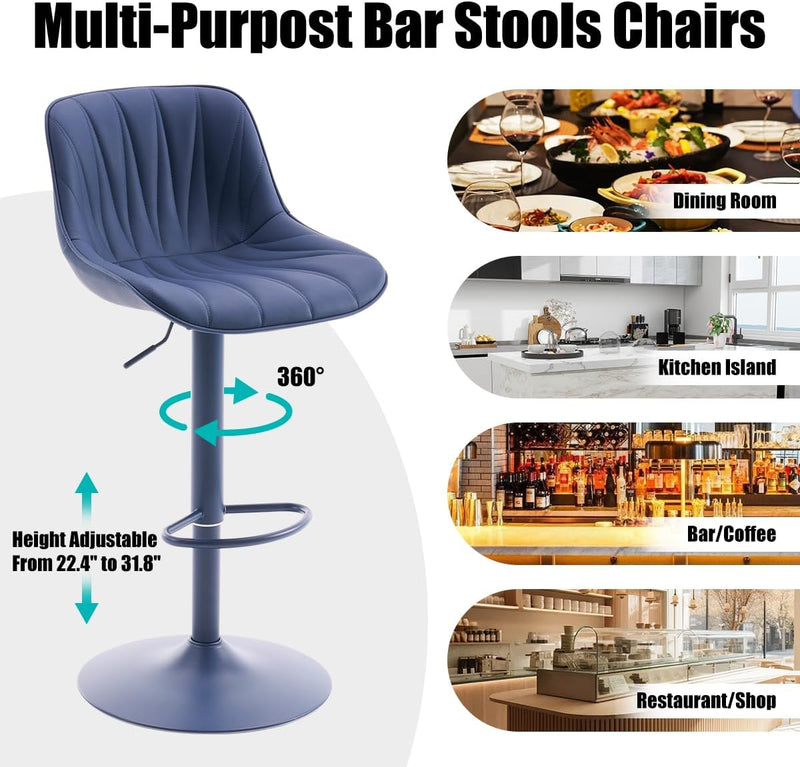 Bar Stools Modern Upholstered Faux Leather Barstools (Set of 2)