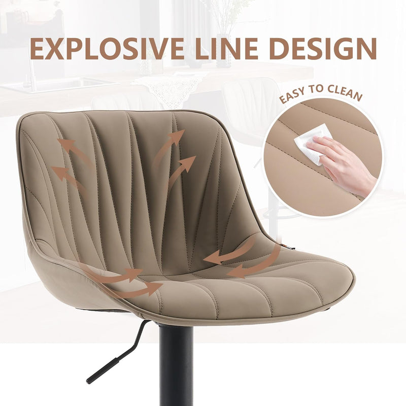 Bar Stools Modern Upholstered Faux Leather Barstools (Set of 2)