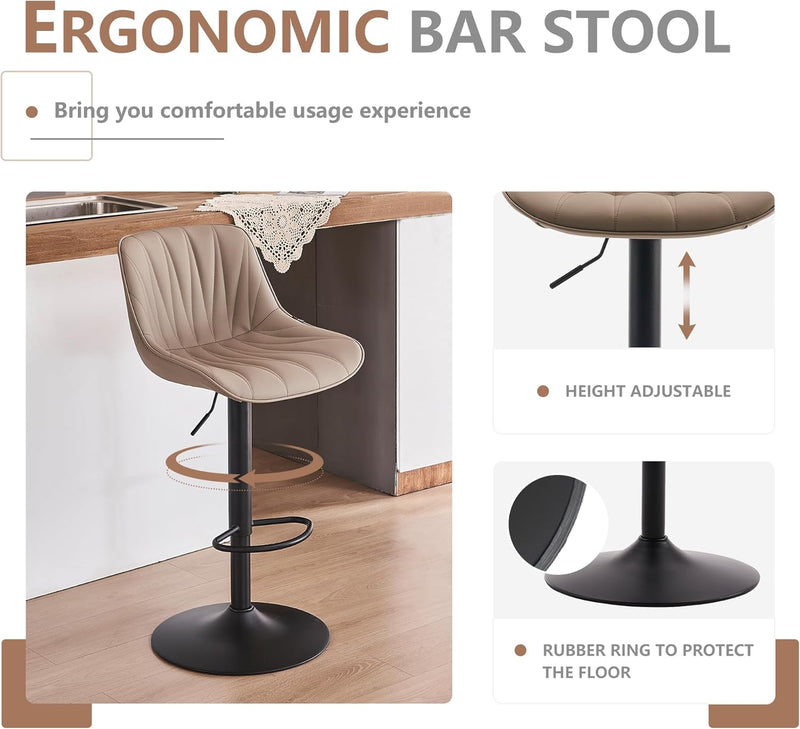 Bar Stools Modern Upholstered Faux Leather Barstools (Set of 2)