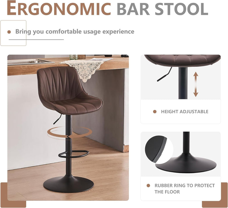 Bar Stools Modern Upholstered Faux Leather Barstools (Set of 2)