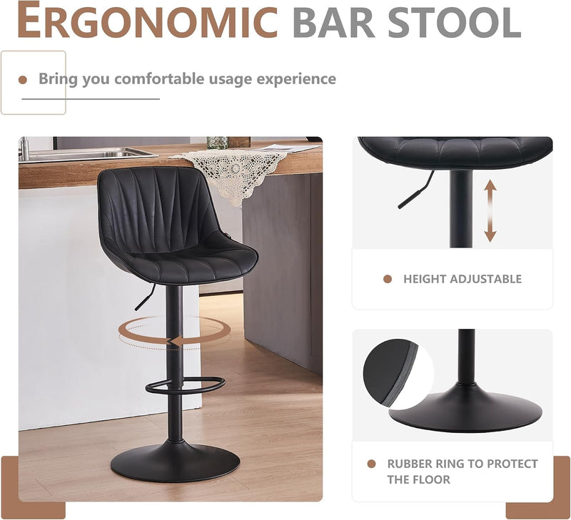 Bar Stools Modern Upholstered Faux Leather Barstools (Set of 2)
