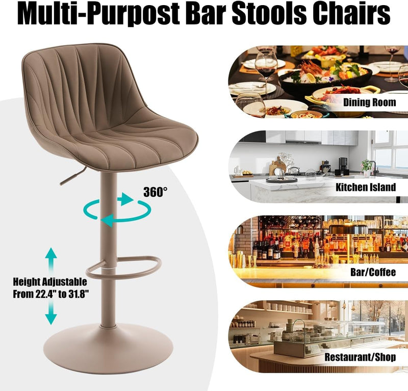 Bar Stools Modern Upholstered Faux Leather Barstools (Set of 2)