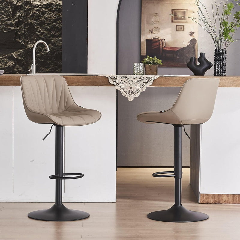 Bar Stools Modern Upholstered Faux Leather Barstools (Set of 2)