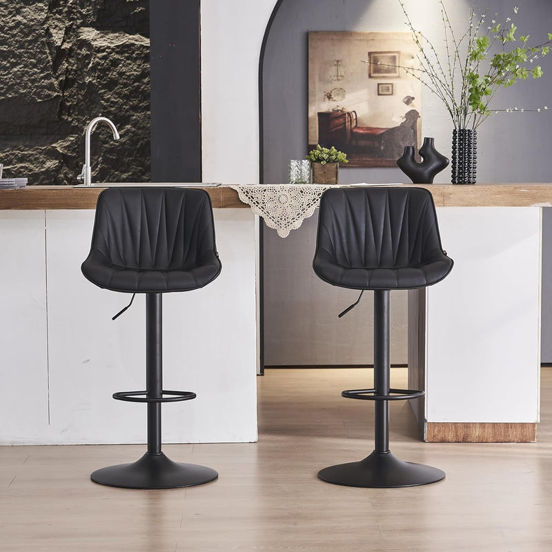 Bar Stools Modern Upholstered Faux Leather Barstools (Set of 2)