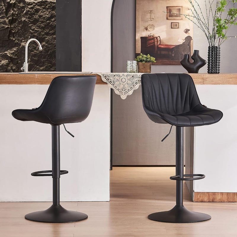 Bar Stools Modern Upholstered Faux Leather Barstools (Set of 2)