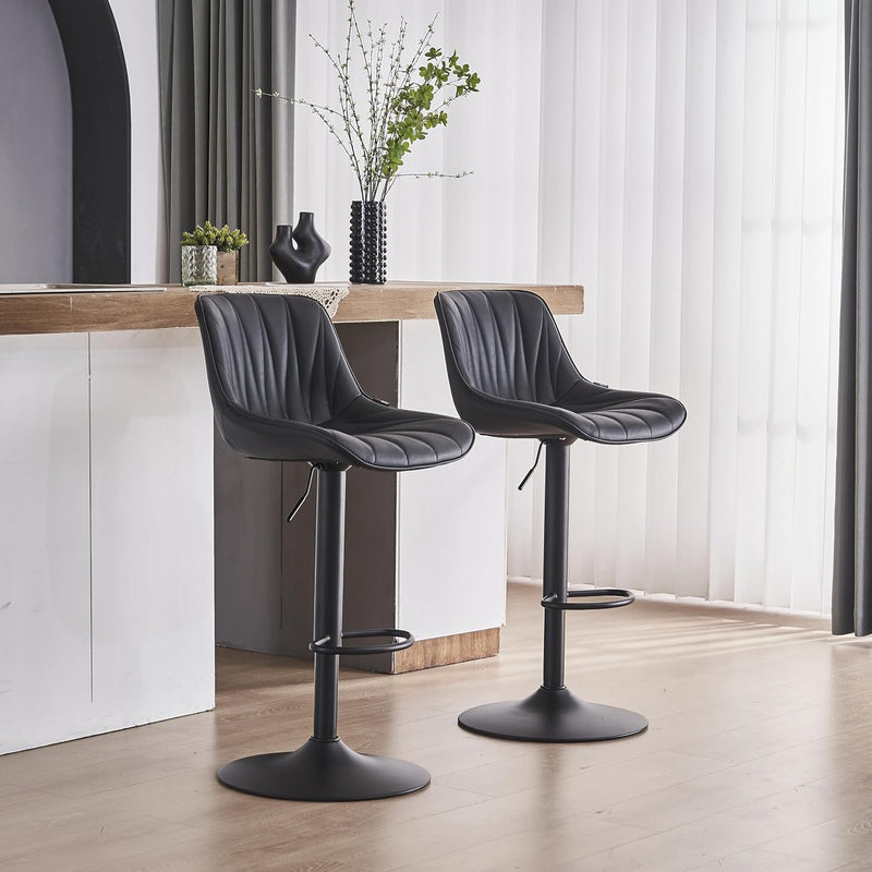 Bar Stools Modern Upholstered Faux Leather Barstools (Set of 2)