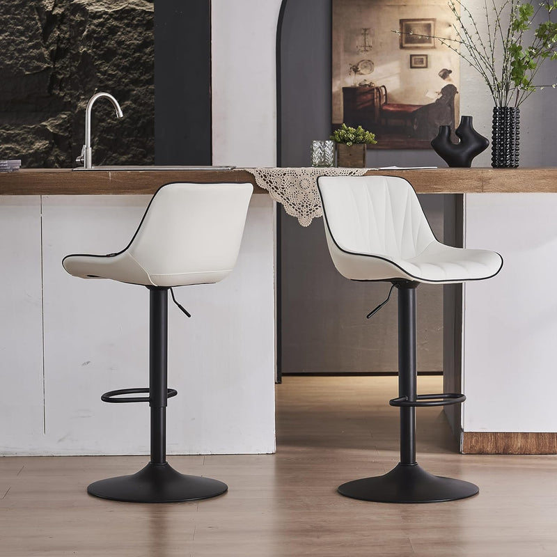 Bar Stools Modern Upholstered Faux Leather Barstools (Set of 2)
