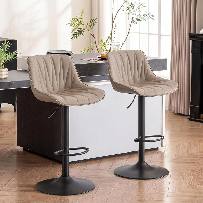 Bar Stools Modern Upholstered Faux Leather Barstools (Set of 2)