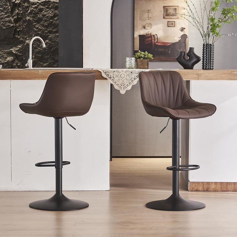Bar Stools Modern Upholstered Faux Leather Barstools (Set of 2)