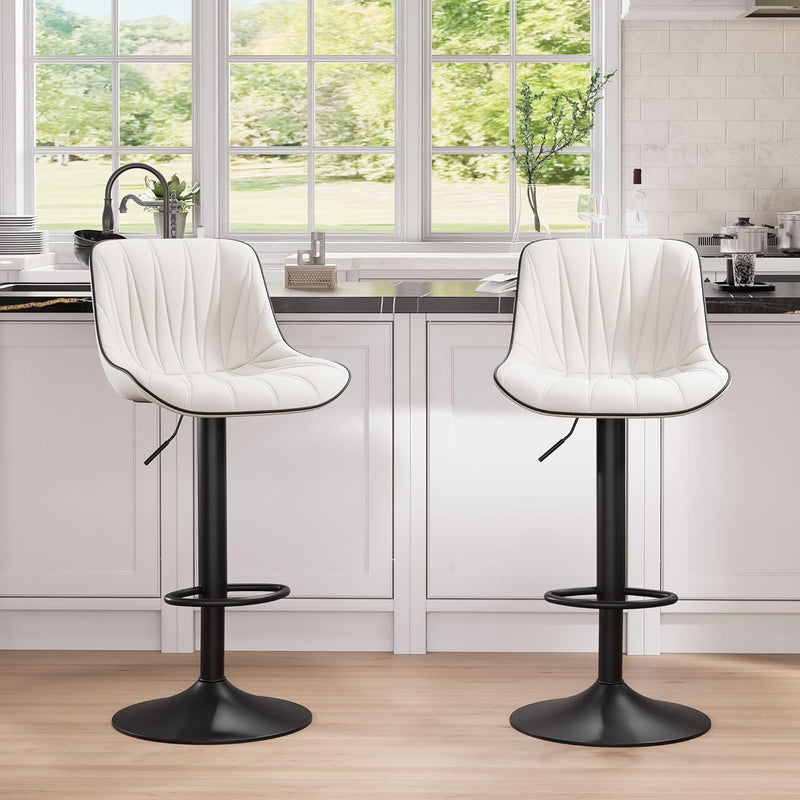 Bar Stools Modern Upholstered Faux Leather Barstools (Set of 2)