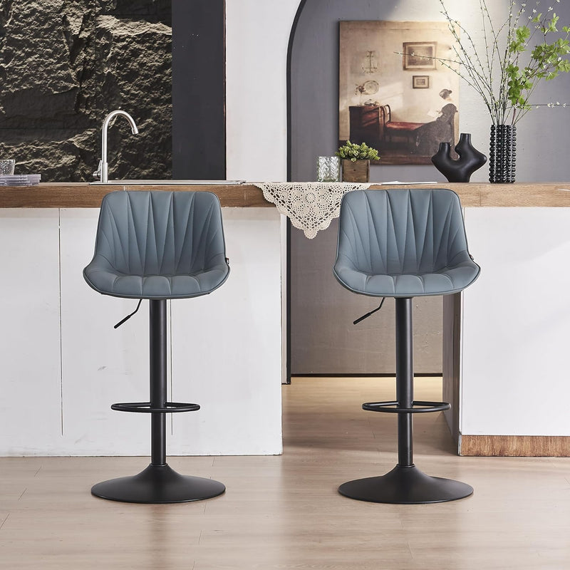 Bar Stools Modern Upholstered Faux Leather Barstools (Set of 2)