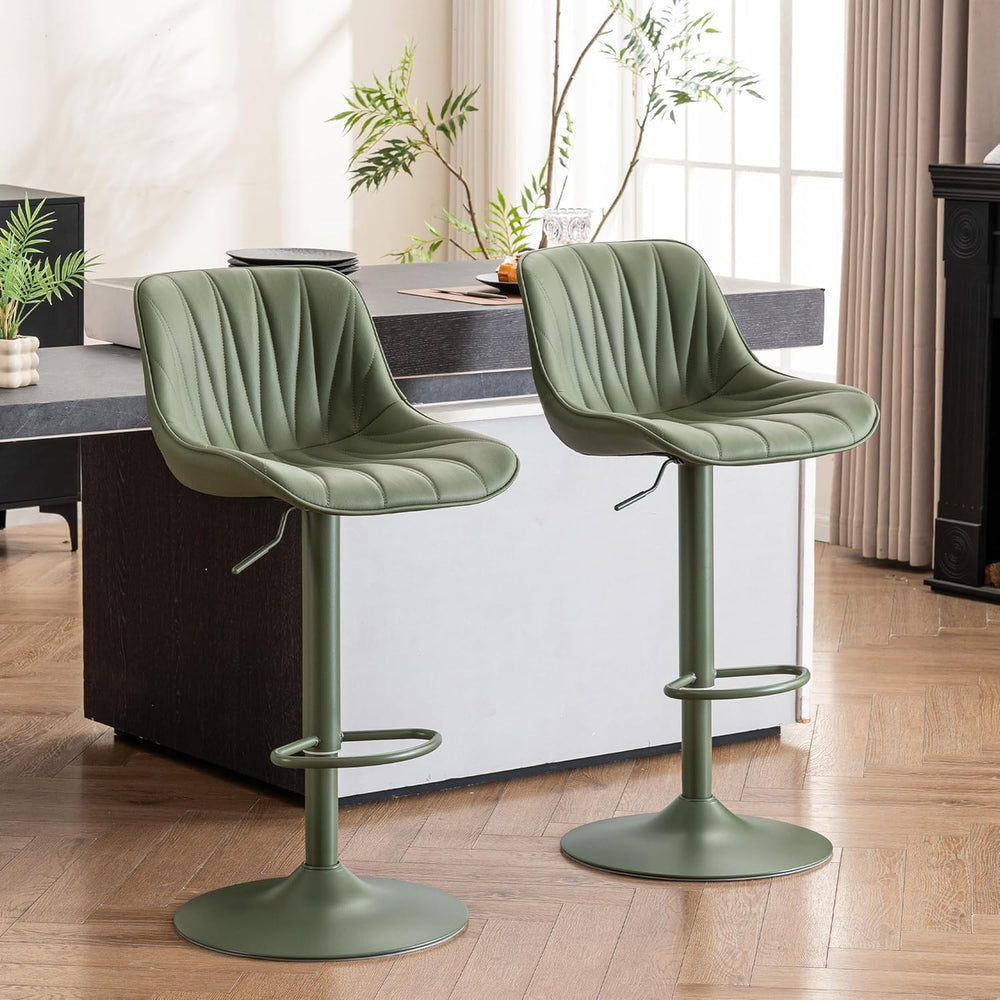 Bar Stools Modern Upholstered Faux Leather Barstools (Set of 2)