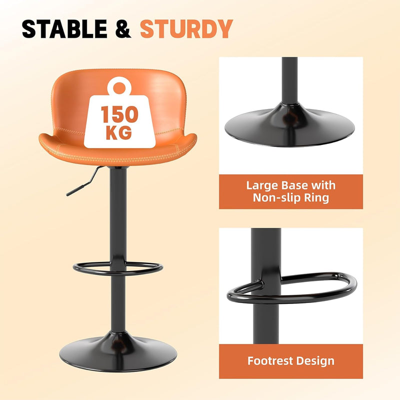 Bar Stools PU Leather Counter Height Barstools (Set of 2)