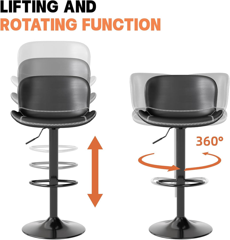 Bar Stools PU Leather Counter Height Barstools (Set of 2)