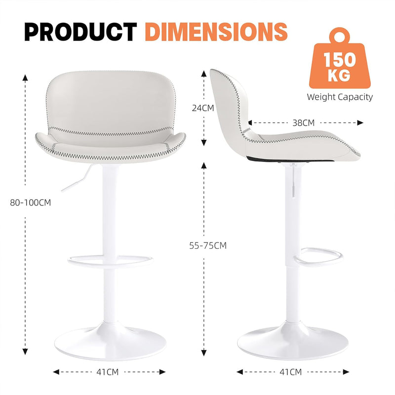 Bar Stools PU Leather Counter Height Barstools (Set of 2)