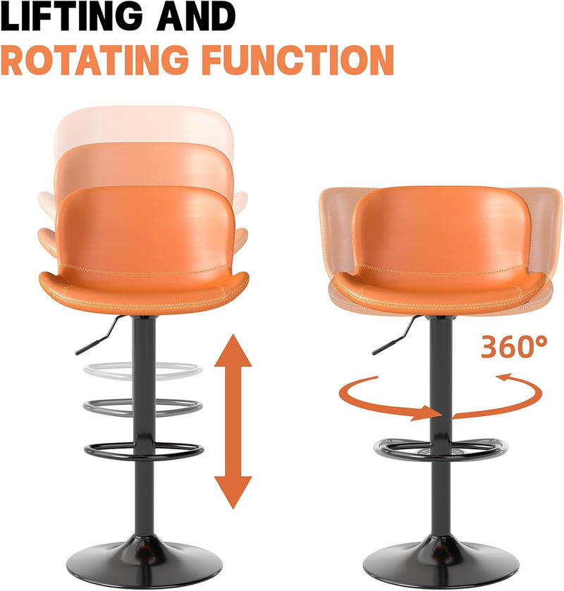 Bar Stools PU Leather Counter Height Barstools (Set of 2)