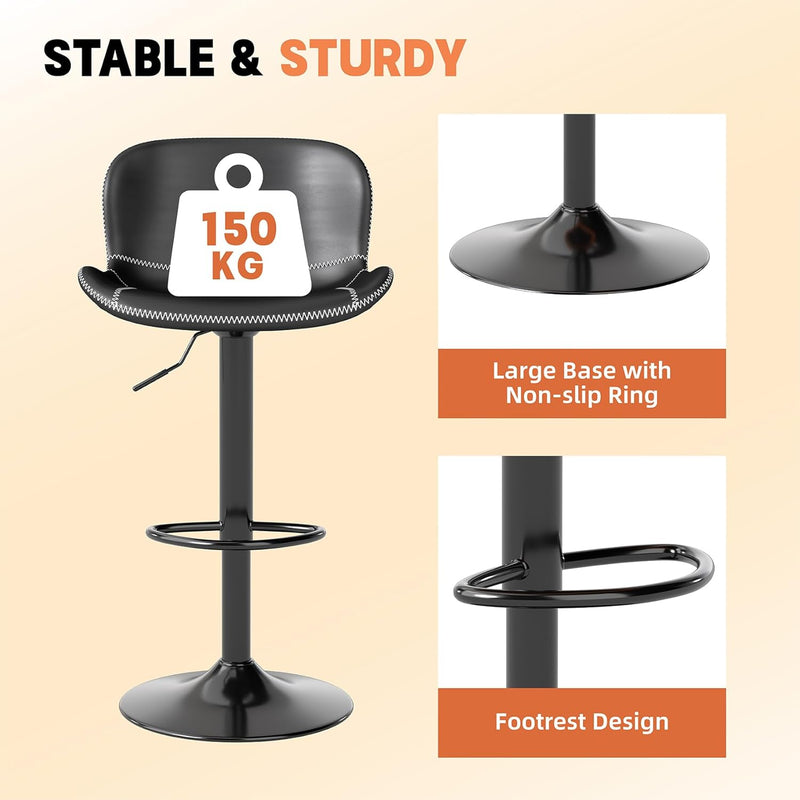 Bar Stools PU Leather Counter Height Barstools (Set of 2)