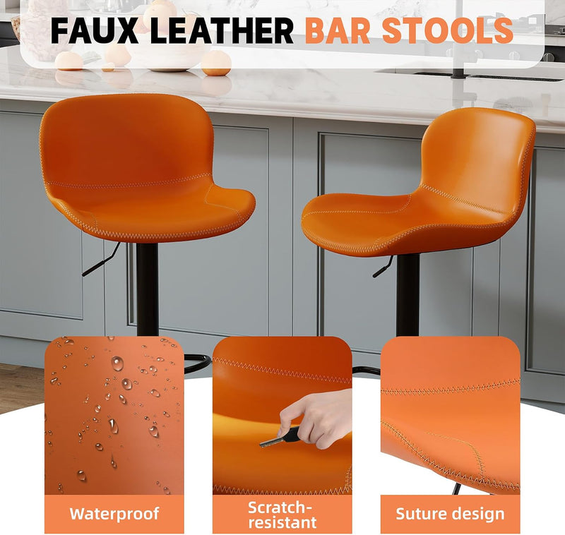 Bar Stools PU Leather Counter Height Barstools (Set of 2)