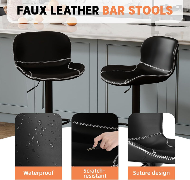 Bar Stools PU Leather Counter Height Barstools (Set of 2)