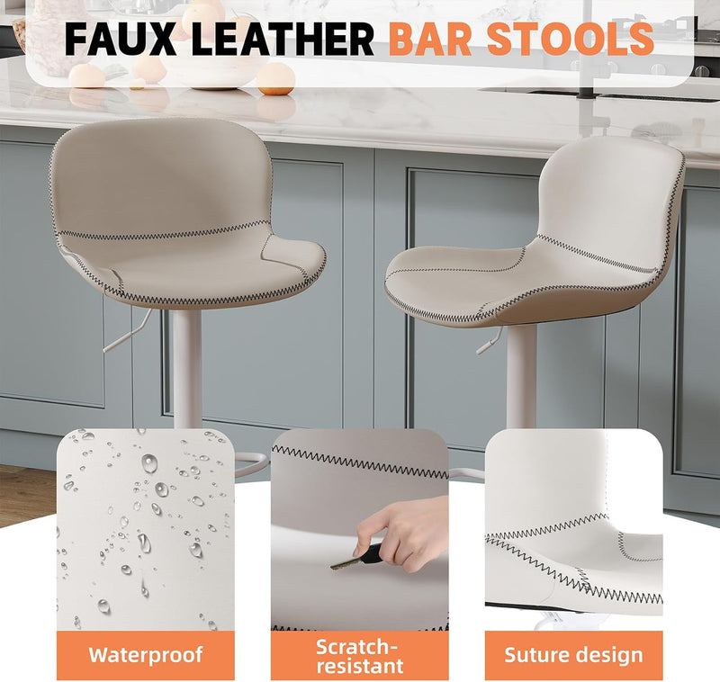 Bar Stools PU Leather Counter Height Barstools (Set of 2)