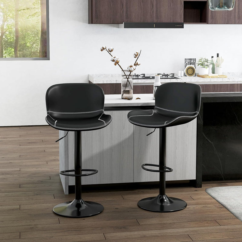 Bar Stools PU Leather Counter Height Barstools (Set of 2)