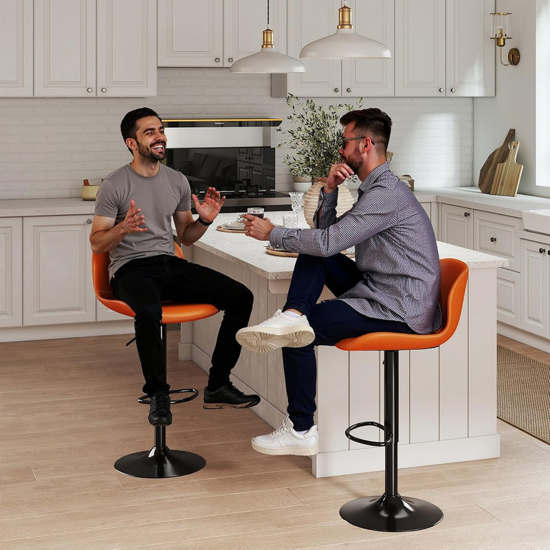 Bar Stools PU Leather Counter Height Barstools (Set of 2)