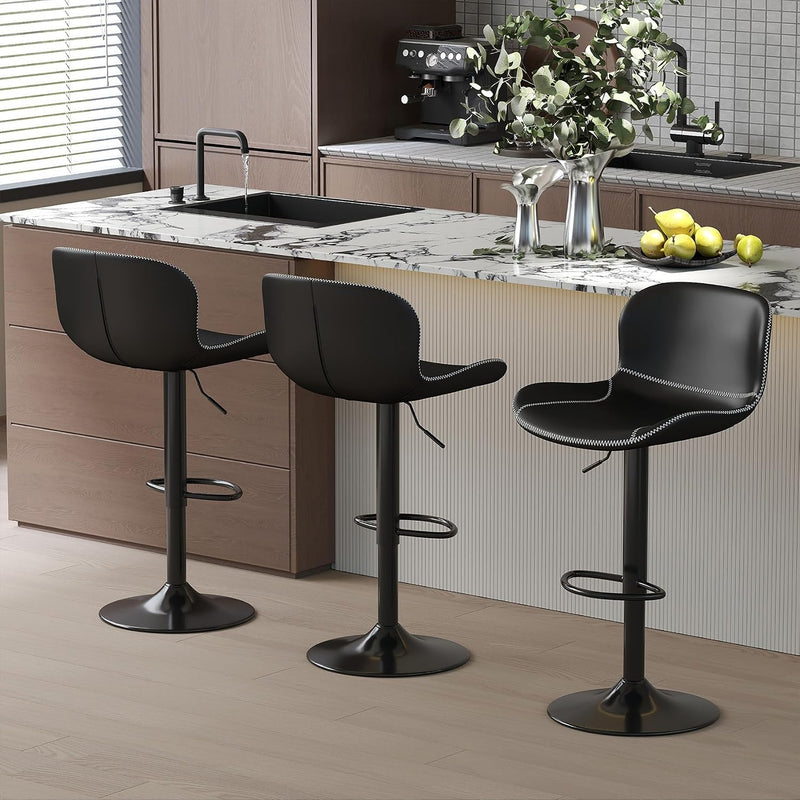 Bar Stools PU Leather Counter Height Barstools (Set of 2)