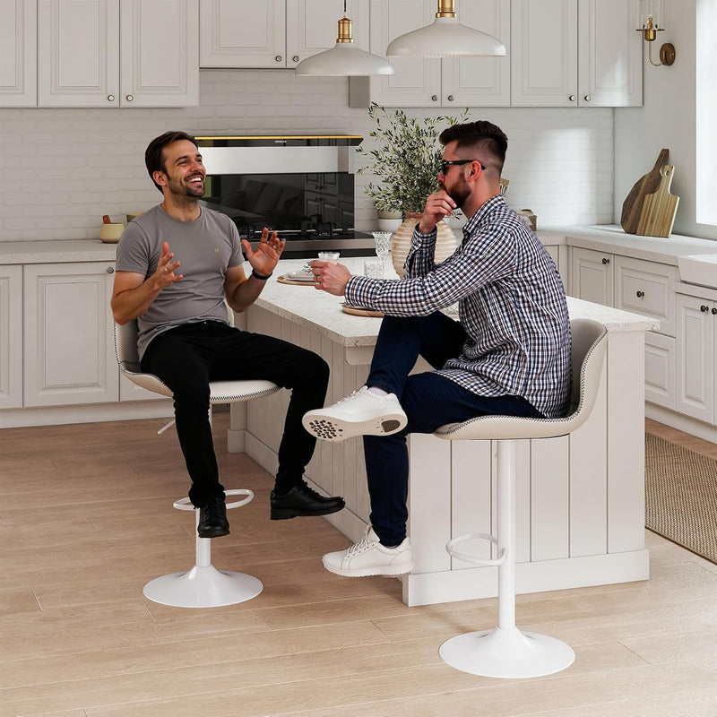 Bar Stools PU Leather Counter Height Barstools (Set of 2)
