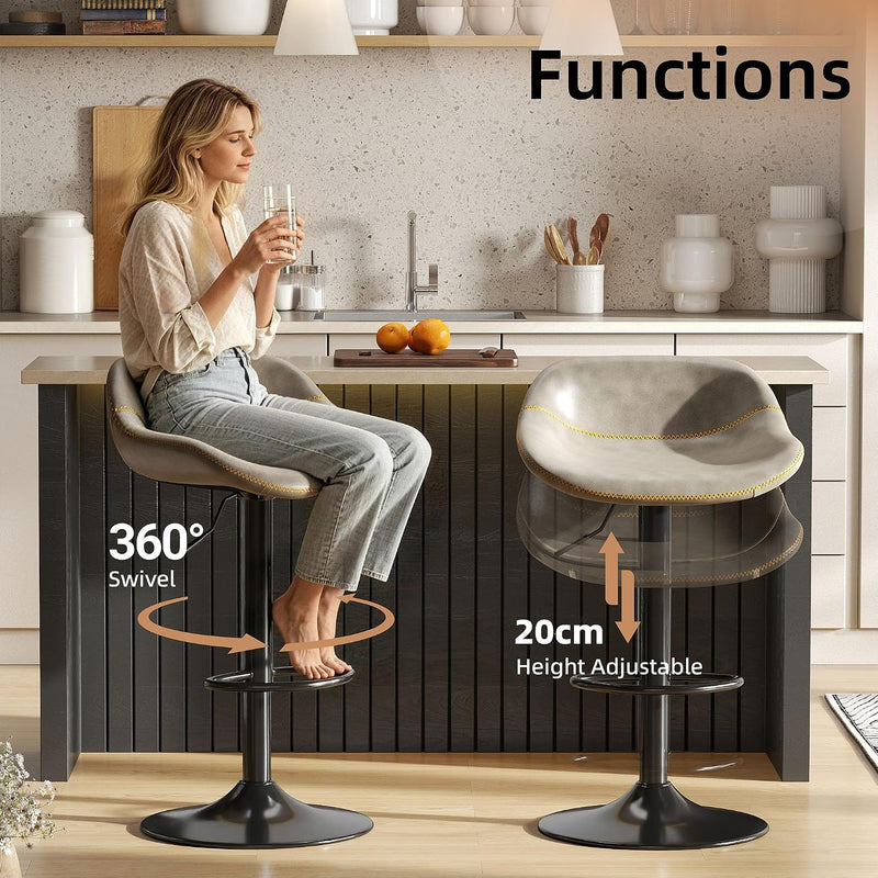 Bar Stools PU Leather Swivel Chairs (Set of 2)