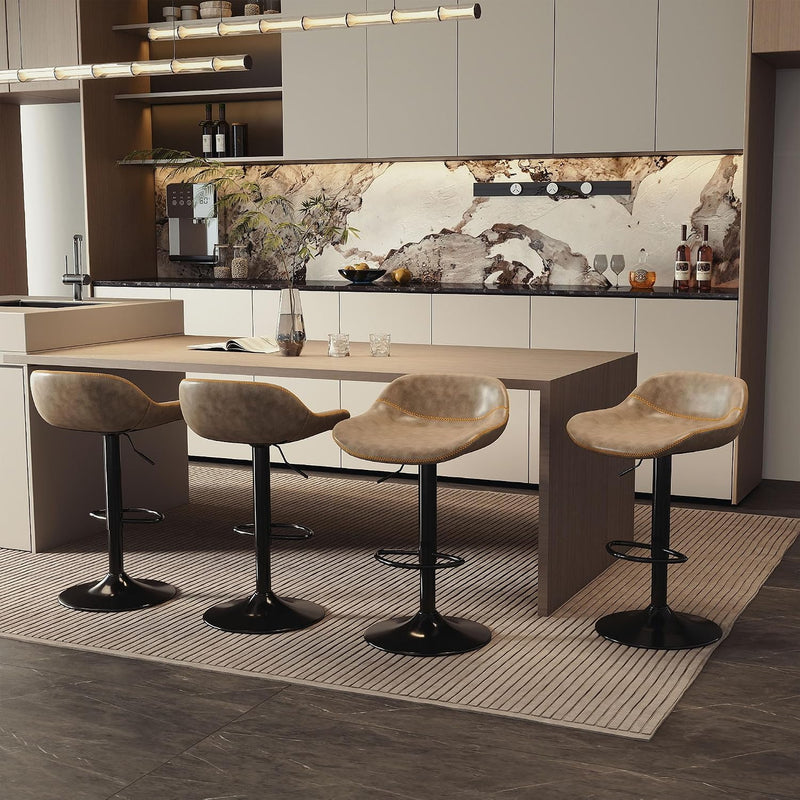 Bar Stools PU Leather Swivel Chairs (Set of 2)