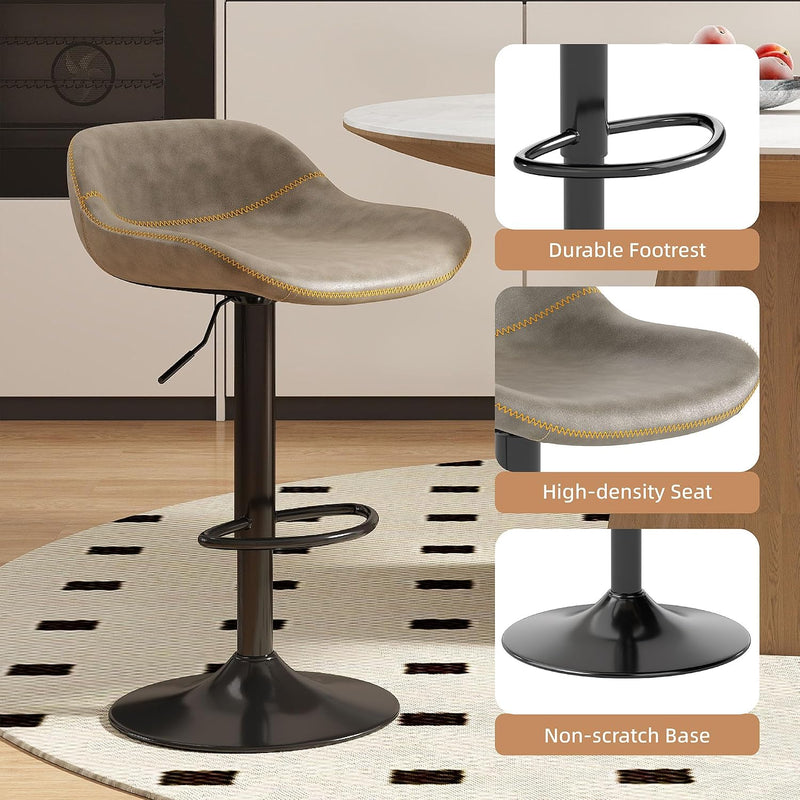 Bar Stools PU Leather Swivel Chairs (Set of 2)