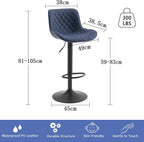 Bar Stools PU Leather Upholstered Barstools with High (Set of 2)