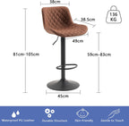 Bar Stools PU Leather Upholstered Barstools with High (Set of 2)