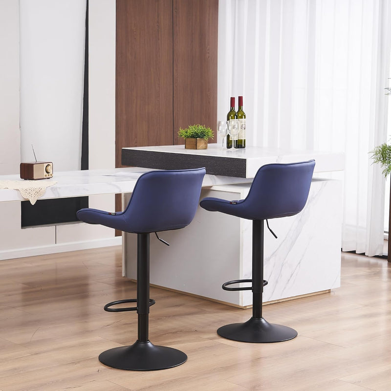 Bar Stools PU Leather Upholstered Barstools with High (Set of 2)