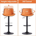 Bar Stools PU Leather Upholstered Barstools with High (Set of 2)