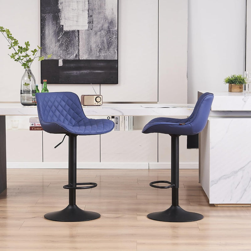Bar Stools PU Leather Upholstered Barstools with High (Set of 2)